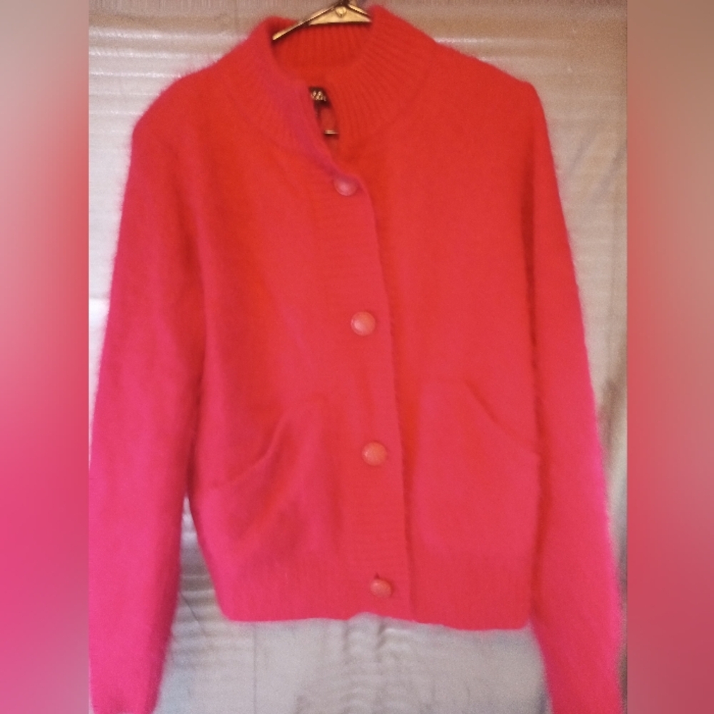 Women's Connie A Lee Pink Angora Blend Fizzy Sweater